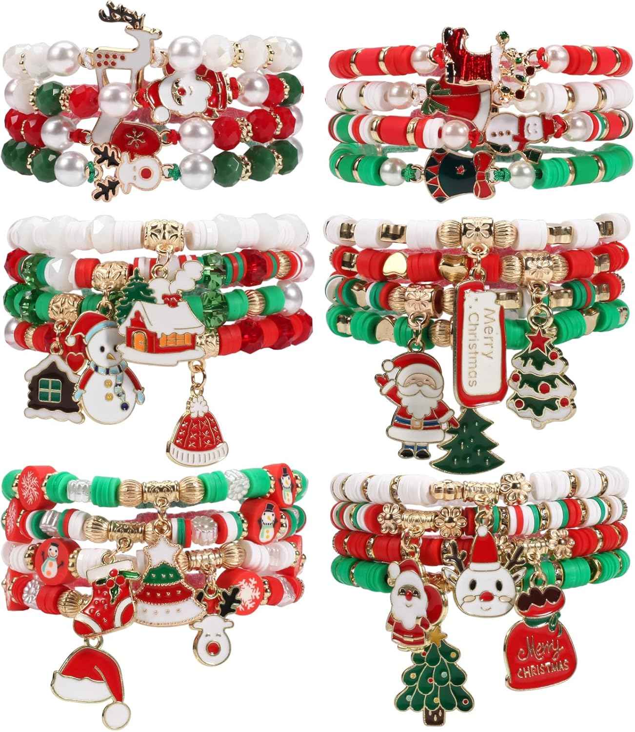 Twinfree Bohemian Bracelets for Women Stretch Multilayer Colorful Beads Bracelet with Charm Jewelry