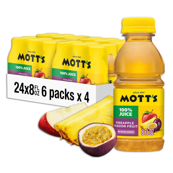 Mott's 100% Original Apple Juice, 8 Fl Oz Bottles, 24 Count (4 Packs Of 6), 2 Servings Of Fruit, 100% Fruit Juice, Gluten-free, Caffeine-free, Kosher, Contains No Artificial Colors Or Sweeteners