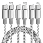 KYEHD 3-pack 10FT 60W fast charging USB-C cables for iPhone 17/16/15, iPad, MacBook, CarPlay and more, grey and white