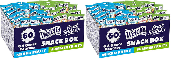 Welch's Fruit Snacks, Mixed Fruit & Summer Fruits Snack Box, Gluten Free, 60 Count