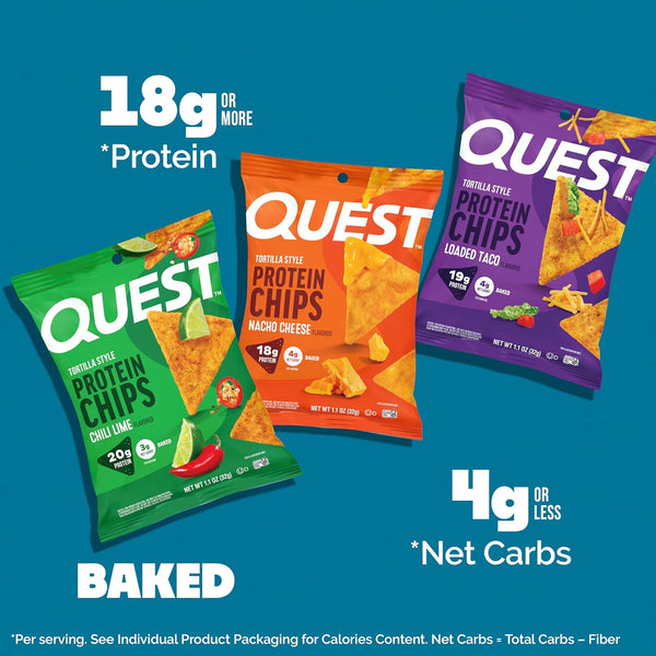 Quest Nutrition Tortilla Style Protein Chips Variety Pack, 12 Count, 1.1 oz, Low Carb, High Protein, Gluten Free