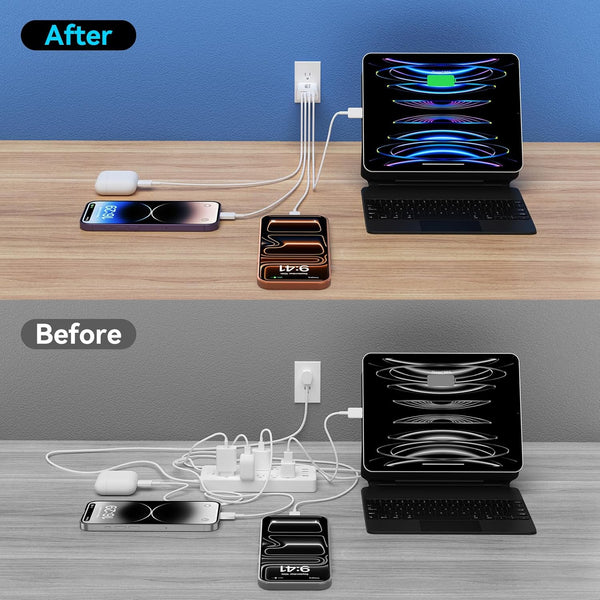 USB C Charger Block, 40W 4 Ports Type C Fast Phone Charging Blocks Cube PD USBC Wall Plug+QC 3.0 USB A Charger Brick Box Power for iPhone 17/16/15/14/13/12 Pro Max, iPad, Samsung Galaxy, Pixel, 2Pack