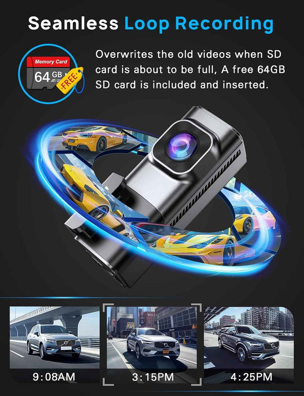navycrest 4k dual dash cam front and rear with 64gb card, built-in 5g wifi, gravity sensor