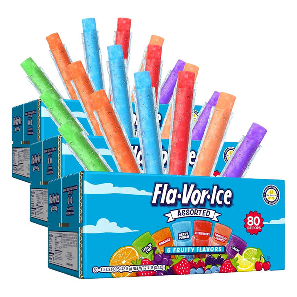 Fla-Vor-Ice Popsicle Variety Pack of 1.5 Oz Freezer Bars, Assorted Flavors, 100 Count