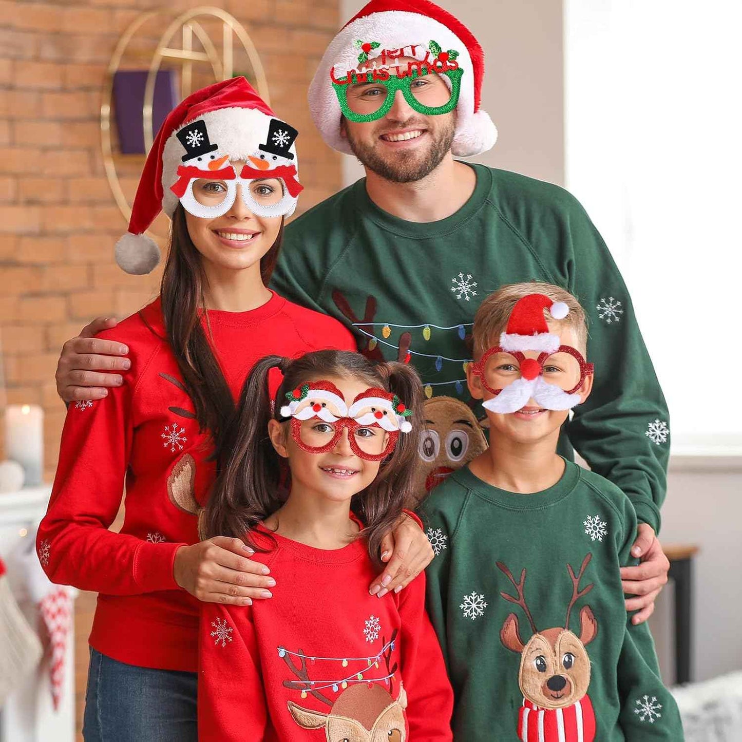 Max Fun 36 Pack Christmas Glitter Glasses, Holiday Eyeglasses Party Frames for Christmas Party Favors & Holiday Celebration Decorations, One Size Fits All