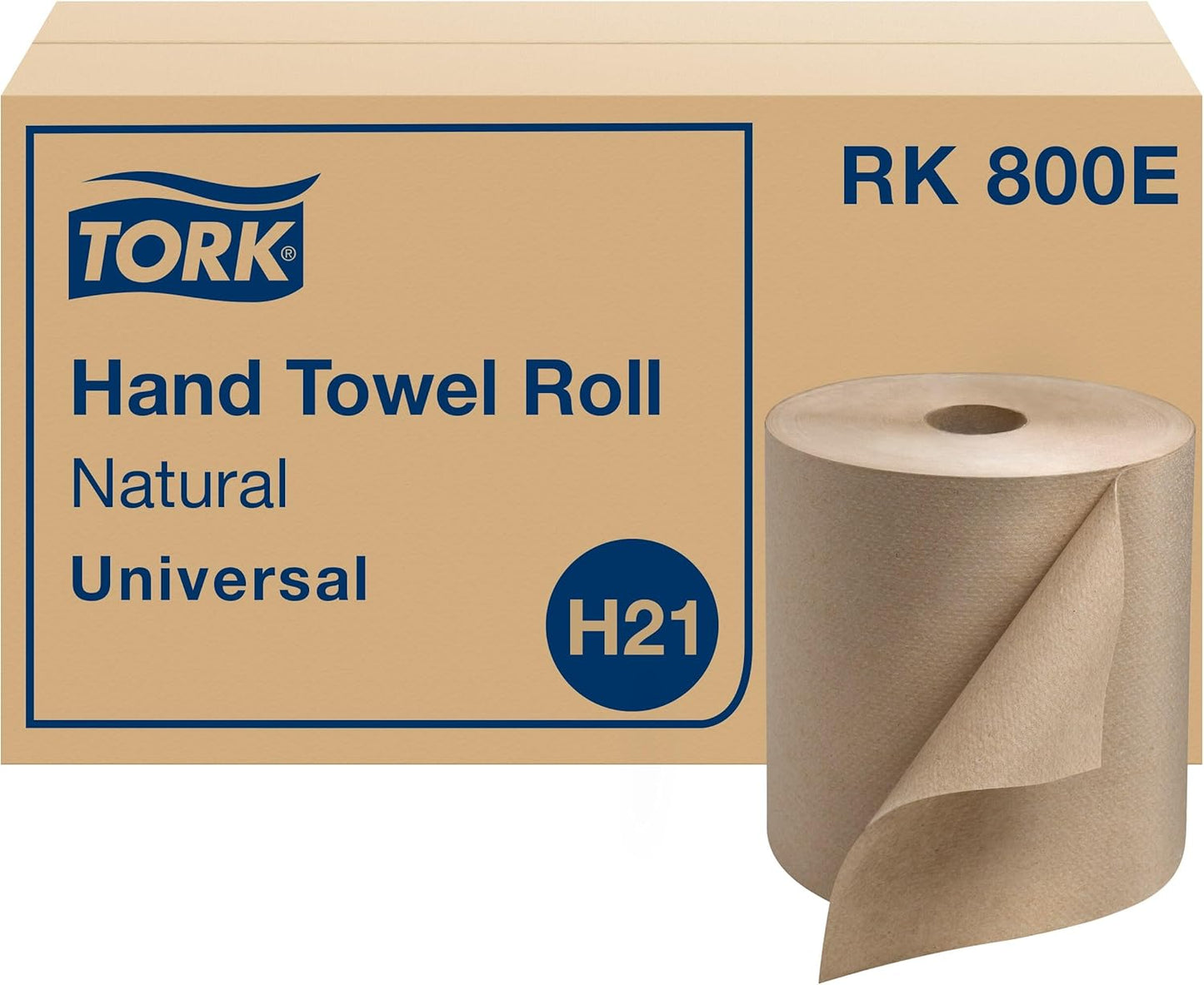 Tork Universal Hand Towel Roll White, Compatible with H21 Dispensers, 100% Recycled Fiber 6 Rolls x 800 Ft (RB8002)