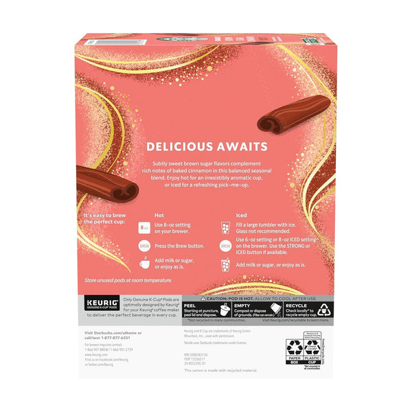 Starbucks Brown Sugar Cinnamon Flavored Coffee K-Cup Pods, 22 Count, Keurig Compatible