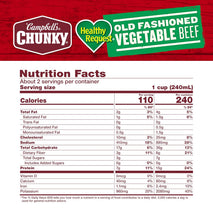 Campbell's Chunky Healthy Request Old Fashioned Vegetable Beef Soup, 18.8 Oz Cans, Case of 12 for Delicious and Filling Lunch or Campfire Meals