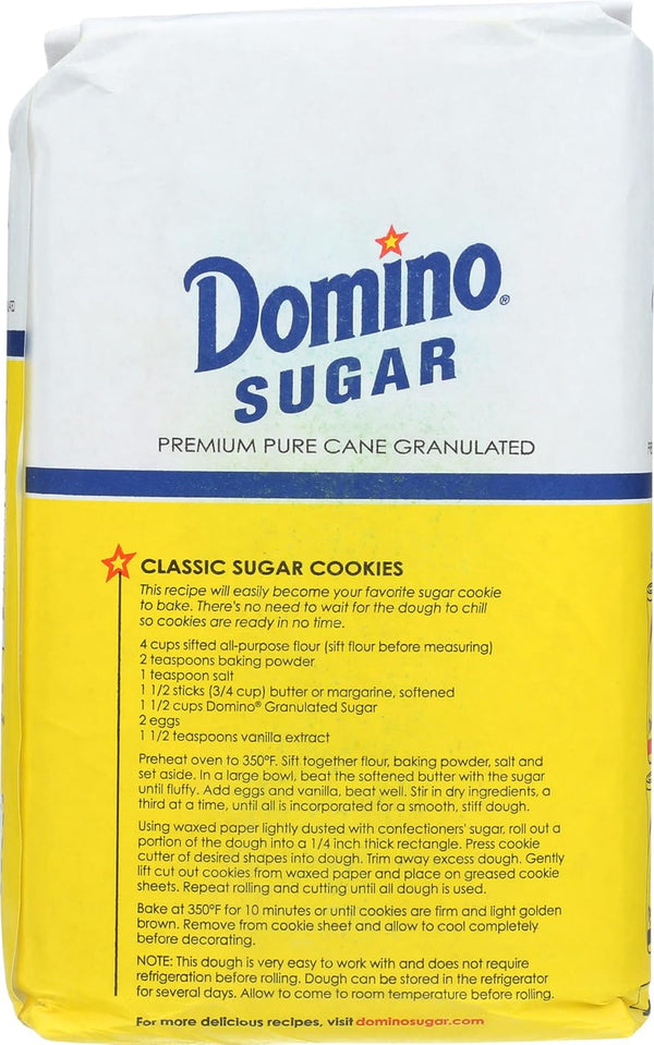 domino sugar granulated, 64 oz, premium pure cane sugar, free-flowing, all-purpose, high-quality
