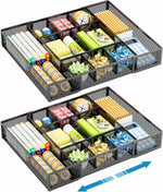 Marbrasse Expandable Desk Drawer Organizer, Mesh Drawer Organizer Tray with 10 Adjustable Compartments, Desk Organizers and Accessories, 5 Dividers Drawer for Office Supplies, Makeup & Vanity (Black)