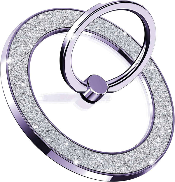 Magnetic Phone Ring Holder for MagSafe Cell Phone Grip Stand Finger Ring Stand Compatible with iPhone 17 16 15 14 13 12 Pro Max MagSafe Accessories Android. (Glitter Gold)
