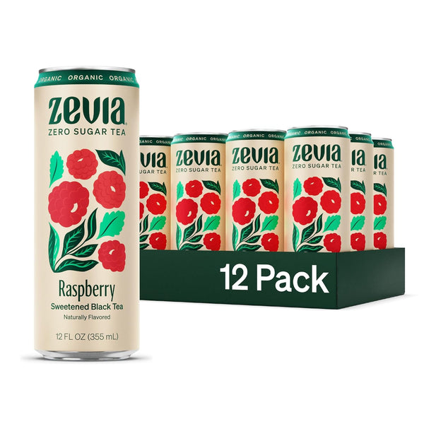 Zevia Zero Sugar Tea, Hibiscus Tea with Passionfruit, 12 oz Cans, 12-Pack, Naturally Sweetened, Zero Calorie, Non-GMO, Gluten-Free, Vegan