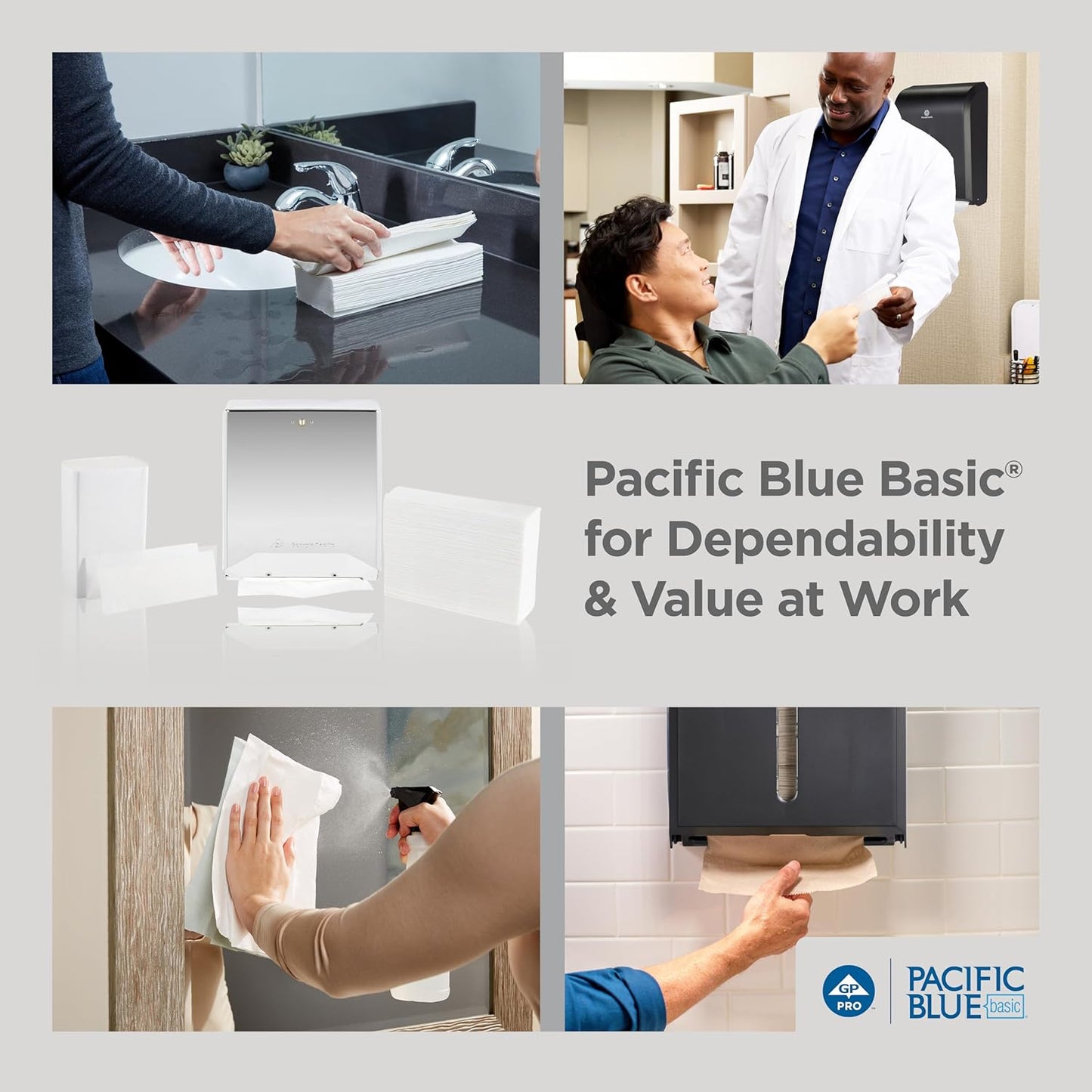 Georgia-Pacific Pacific Blue Basic Multifold Paper Towels (Previously Branded Acclaim) by GP PRO (Georgia-Pacific),White,20204,250 Towels Per Pack,16 Packs Per Case,(Case of 16 Packs,250 per Pack)
