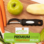Premium Swivel Vegetable Peeler with Ultra Sharp Stainless Steel Blades - Black - Spring Chef
