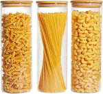 7-pack glass food storage jars with bamboo lids for kitchen organization