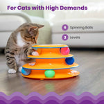 Catstages 3-Level Track Tower with 6 Balls, Interactive Indoor Cat Toy for Enrichment and Exercise