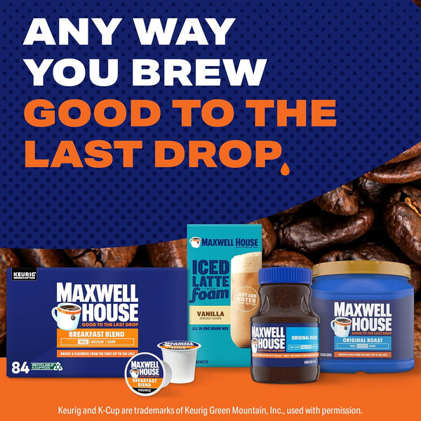Maxwell House Breakfast Blend Mild Roast K-Cup Coffee Pods, 84-count box