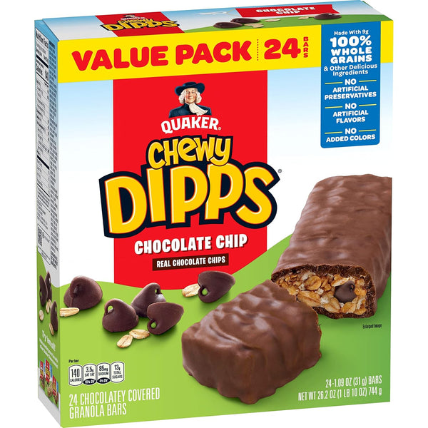 Quaker Chewy Dipps Granola Bars Chocolate Chip, 14 Count, 1.09 oz Each