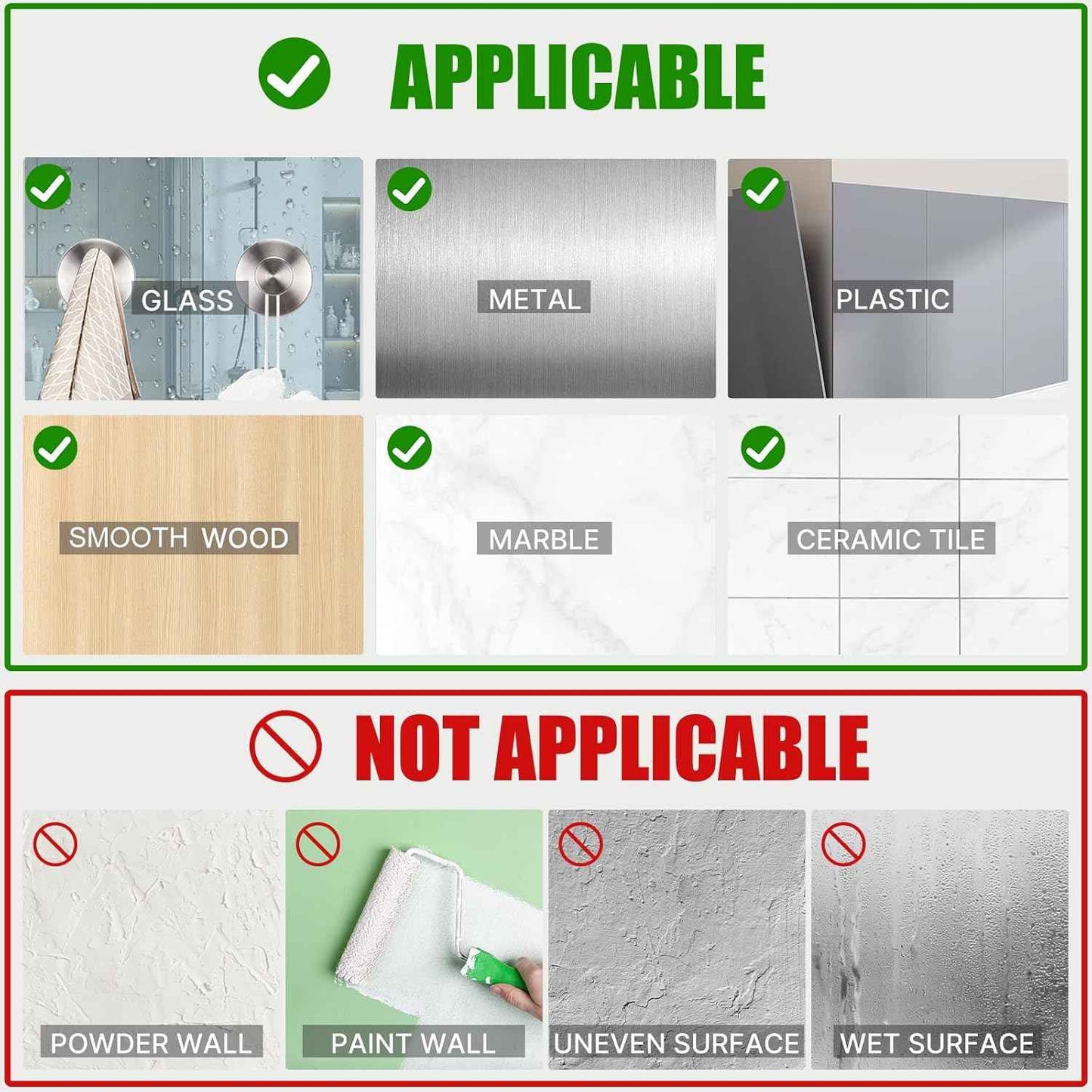 Silver Suction Cup Hooks for Shower Waterproof - Set of 4, No Drill Stainless Steel Towel Hooks for Bathroom Wall, Kitchen, Glass, Mirror, Tile - Ideal for Hanging Towels, Robes, and Loofahs