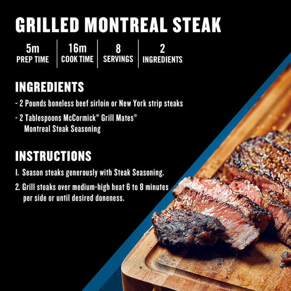McCormick Montreal Steak Seasoning, No MSG, Gluten Free, 11.62 oz, Bold Savory Grilling Flavor for Meat and Vegetables