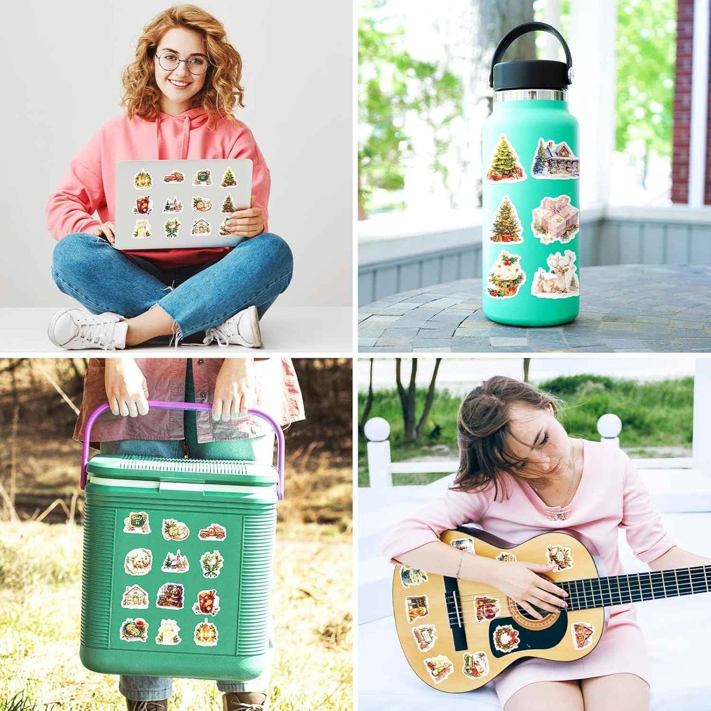 50 PCS Christmas Theme Stickers, Waterproof Xmas Holiday Party Stickers, Kids and Youth Decals for Scrapbook,Xmas Party Favorite (Christmas-01)