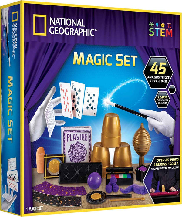 National Geographic Kids Magic Set - 45 Magic Tricks for Kids to Perform with Step-by-Step Video Instructions for Each Trick Provided by a Professional Magician, Toys for Boys and Girls