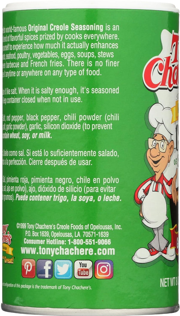 Tony Chachere's Original Creole Seasoning, 8 Oz, Seasoning Blend for Gourmet Cooking