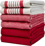 Premium Kitchen Towels (20”x 28”, 6 Pack) | Large Cotton Kitchen Hand Towel | Flat & Terry Dish Cloths | Highly Absorbent Tea Towels Set with Hanging Loop | Gray