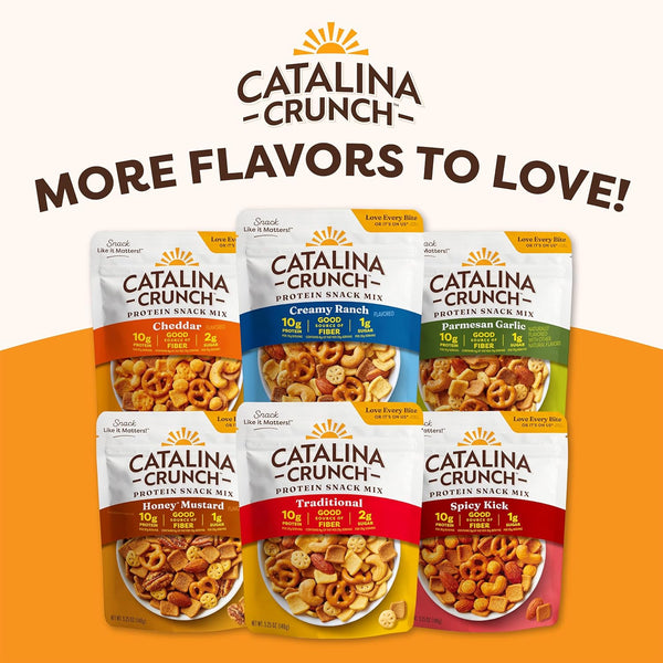 Catalina Crunch Protein Snack Mix with Cheese Crisps, 10g Protein, 2g Sugar, Gluten Free, Cheddar, 5.25 Ounce Bag