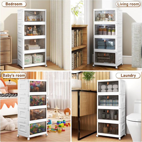4-tier storage bins with lids for home office and dorm use
