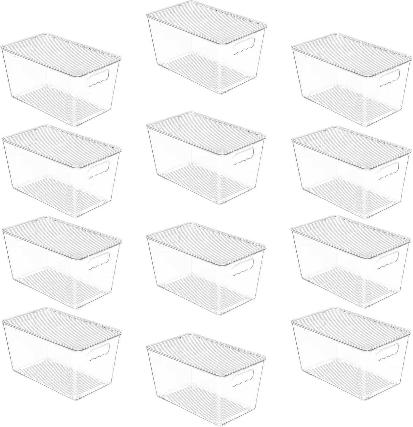 Vtopmart 6 Pack Clear Stackable Storage Bins with Lids, Medium Plastic Containers with Handle for Pantry Organizer and Storage,Perfect for Kitchen,Fridge,Cabinet, Closet,Bathroom Organization