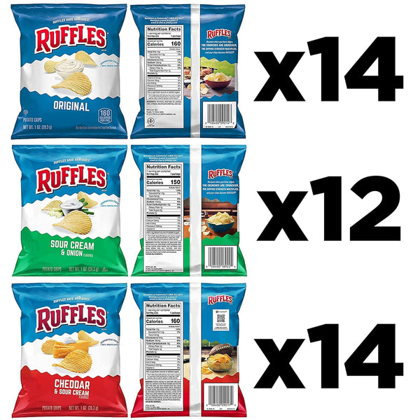 Ruffles Potato Chips Variety Pack, 40 Count, Assorted Flavors