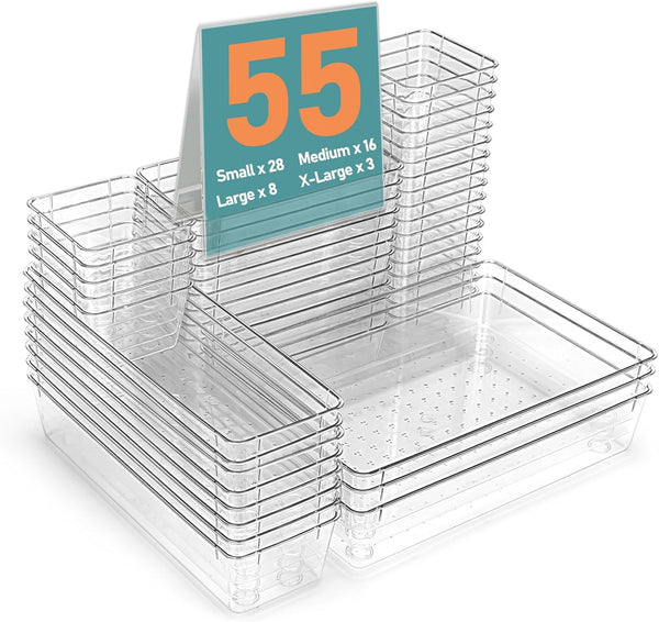 Clear drawer organizers for efficient home storage