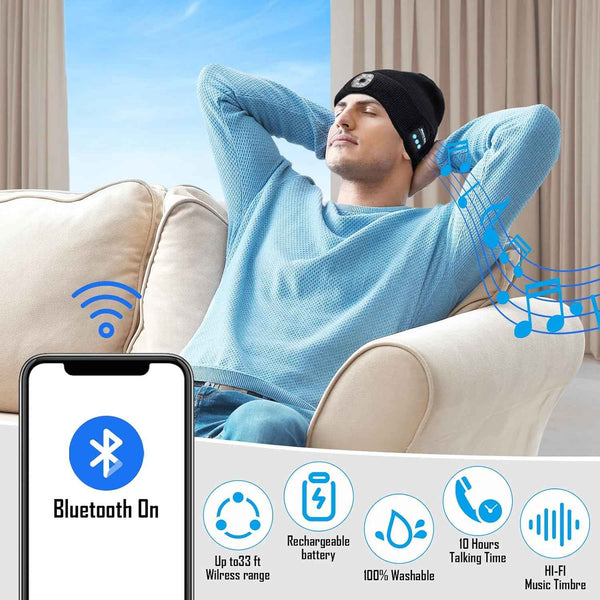 Gifts for Men, LED Bluetooth Beanie Hat, Valentines Day Gifts for Him, Anniversary Birthday Gift for Men Dad Him Husband Grandpa, Mens Valentines Gift for Camping Hiking Accessories Cool Gadgets