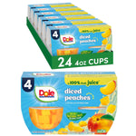 Dole Diced Peaches in 100% Juice - Dole Fruit Bowls Snacks - 4 oz Fruit Bowls - 12 Pack