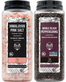 Soeos Himalayan Pink Salt Coarse Grain Kosher Salt Refill with Whole Black Peppercorns Non-GMO Verified Spice Seasoning Set