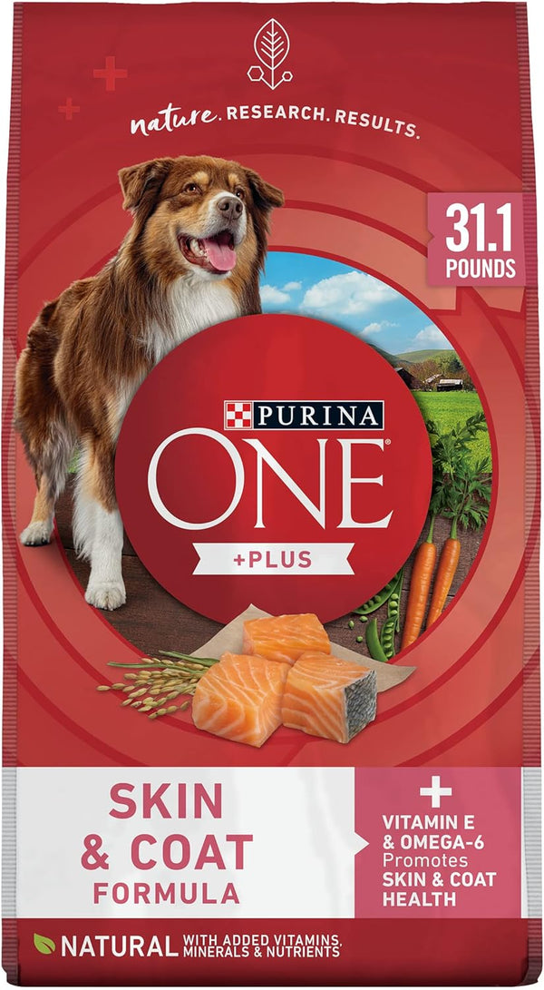 purina one natural sensitive stomach dry dog food plus skin & coat formula salmon 31.1 lb bag
