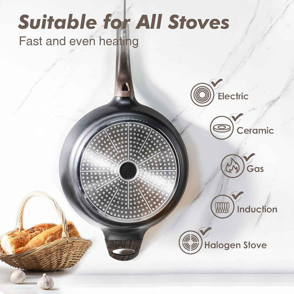 SENSARTE Nonstick 12 Inch Large Deep Frying Pan Skillet with Lid Induction Pan Healthy Non Toxic Cooking Pan