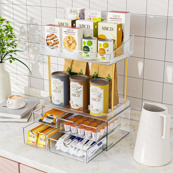 4-Tier Makeup Organizer with 4 Drawers for Countertop Storage