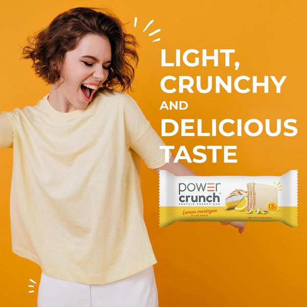 Power Crunch Protein Energy Wafer Bars, Lemon Meringue, 1.4 Ounce, 12 Count