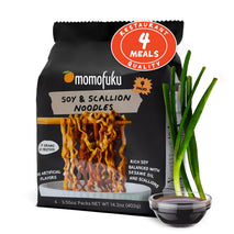 Momofuku Soy & Scallion Ramen Noodles, 4 Pack, Instant Noodles with 10g Protein, Restaurant Quality