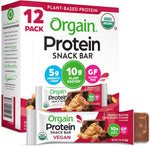 Orgain organic vegan protein bars, 10g plant based protein, peanut butter chocolate chunk, gluten free, non-gmo, 1.41 oz, pack of 12