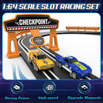 slot car race track set, 2 high-speed cars, battery or electric, dual racing game, lap counter, toys for kids