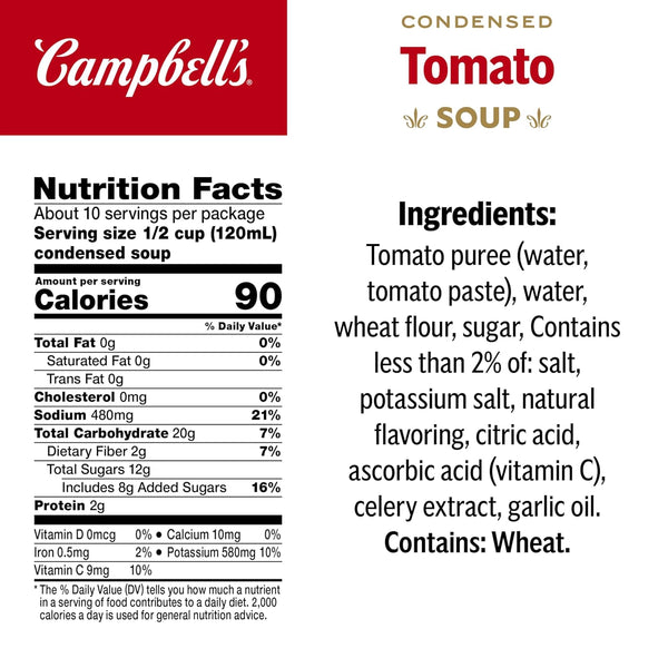 Campbell's Condensed Tomato Soup, 10.75 Ounce Cans, Non-BPA, Pack of 4, Farm-Grown Tomatoes