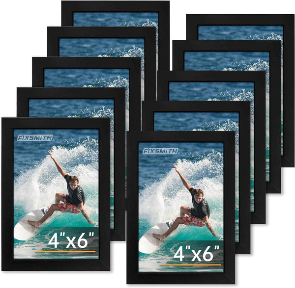 FIXSMITH 8x10 Picture Frame Set of 2, Photo Frame with HD Plexiglass, Display Pictures 5x7 with Mat or 8x10 Without Mat Multi Picture Frames Collage for Tabletop or Wall Display, Black