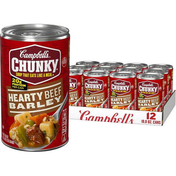 Campbell's Chunky Healthy Request Old Fashioned Vegetable Beef Soup, 18.8 Oz Cans, Case of 12 for Delicious and Filling Lunch or Campfire Meals