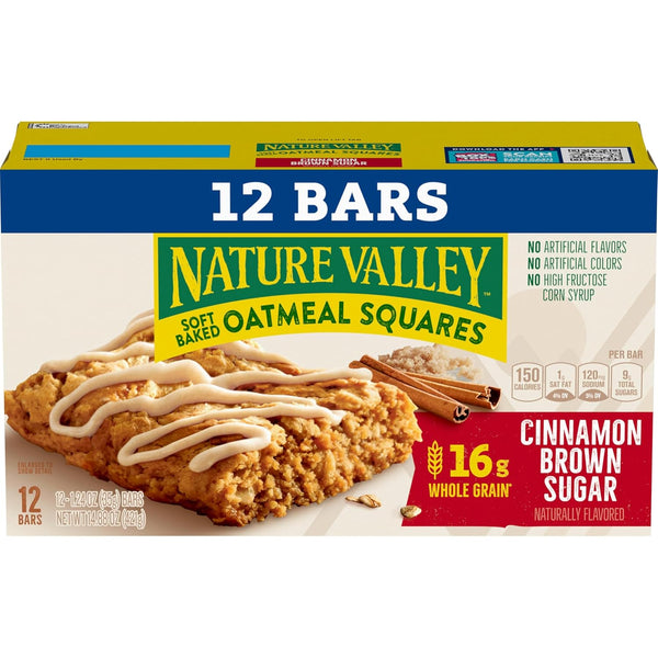 Nature Valley Soft Baked Oatmeal Squares Cinnamon Brown Sugar 12 Bars 14.88 oz