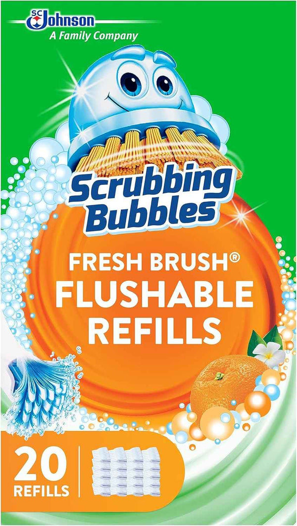 Scrubbing Bubbles flushable toilet bowl wand cleaner refills, 20-count citrus scent pack
