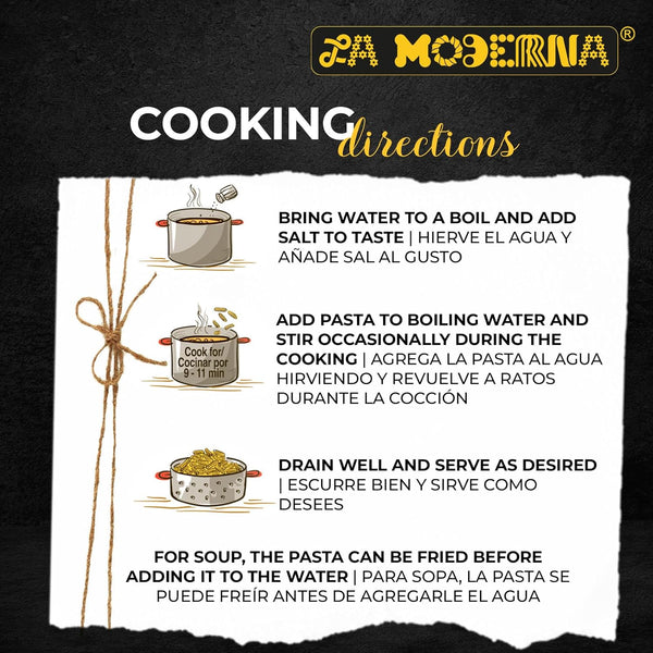 LA MODERNA 16 oz Durum Wheat Semolina Pasta, Enriched with Iron & B Vitamins, Non-GMO, Kosher, Everyday Pantry Essential