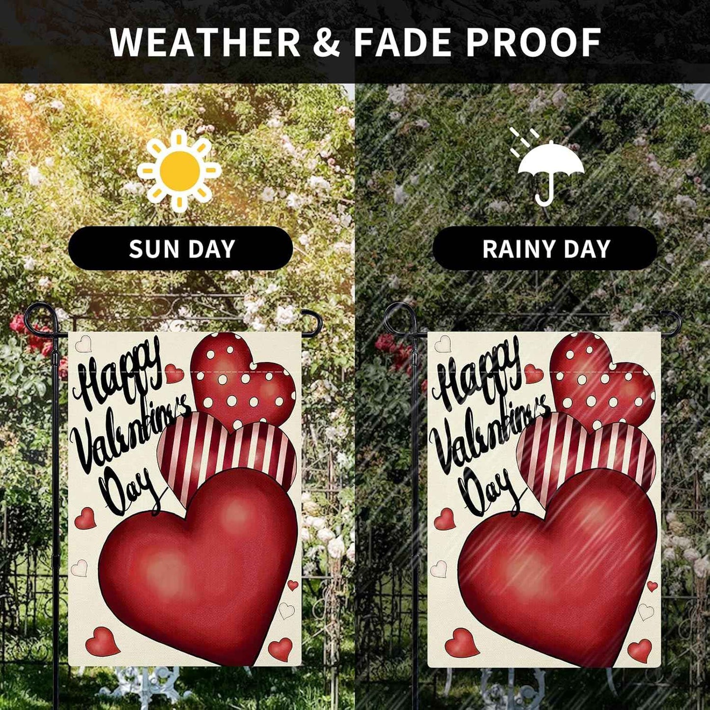 Valentines Day Garden Flag 12x18 Inch Double Sided Love Heart Small Seasonal Valentine’s Day Flag Yard Outdoor Flag Decoration